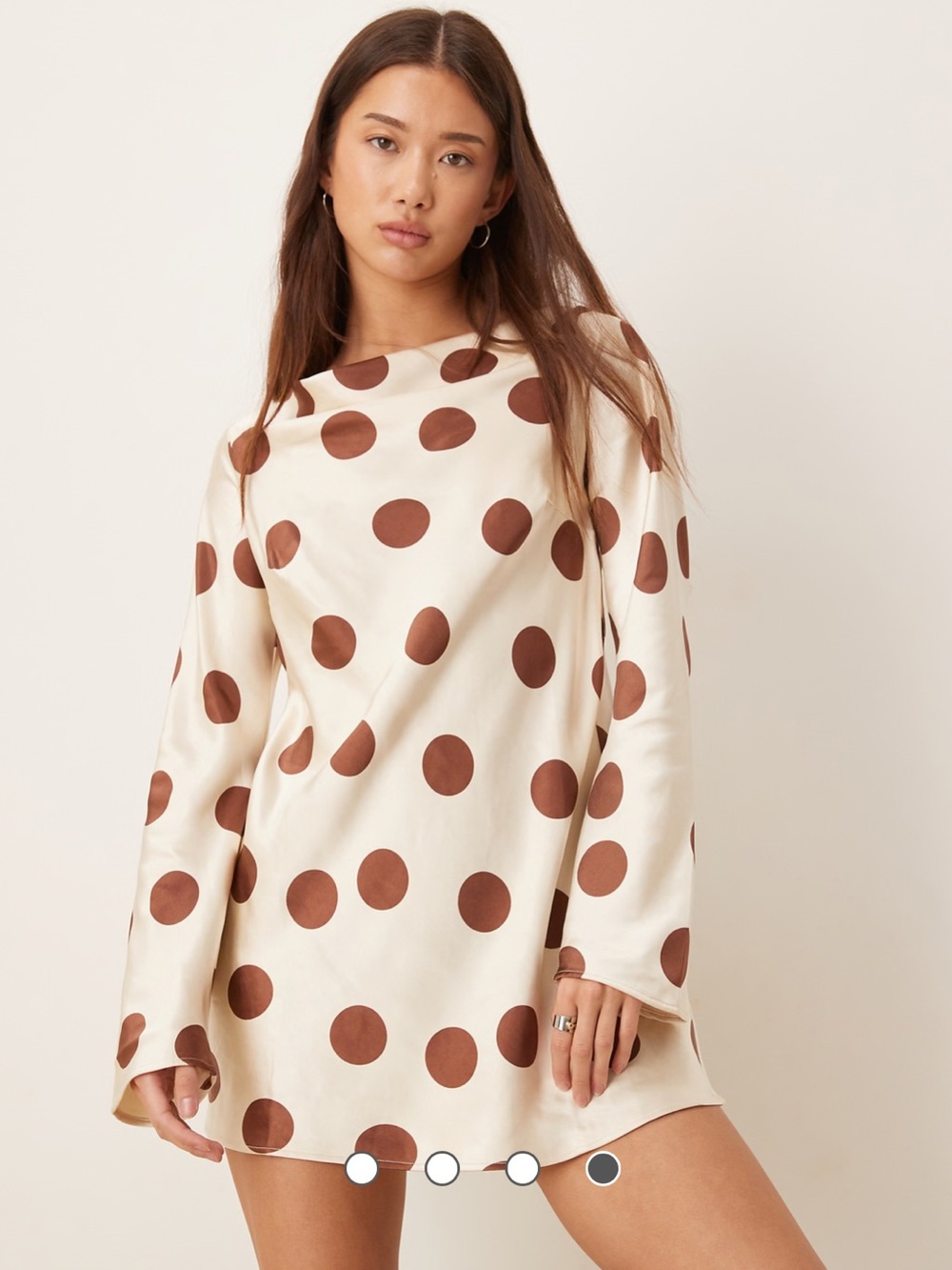 Free People Tigre printed mini dress in tea combo Cream Satin. Size XS New